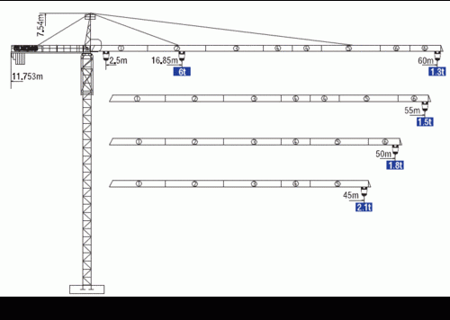 徐工塔吊6013力矩图（徐工6013塔吊标准节尺寸）-图1
